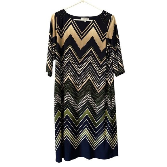 Sandra Darren Shift Dress Women Size 12 Stretch Midi Modest Wedding Guest Career - Picture 1 of 12